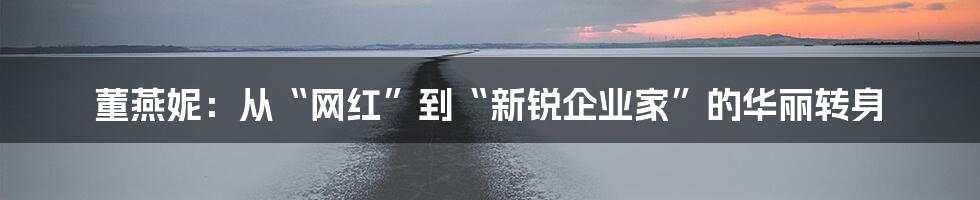 董燕妮：从“网红”到“新锐企业家”的华丽转身