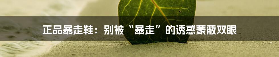 正品暴走鞋：别被“暴走”的诱惑蒙蔽双眼