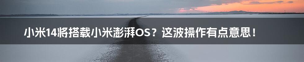 小米14将搭载小米澎湃OS？这波操作有点意思！