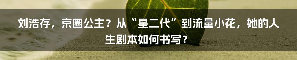 刘浩存，京圈公主？从“星二代”到流量小花，她的人生剧本如何书写？