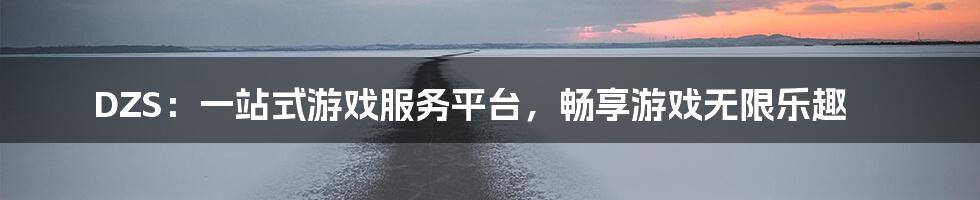 DZS：一站式游戏服务平台，畅享游戏无限乐趣