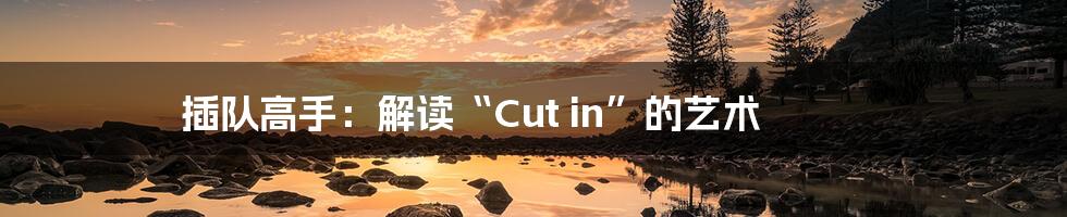 插队高手：解读“Cut in”的艺术