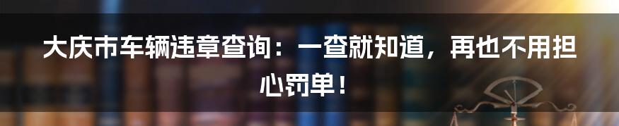 大庆市车辆违章查询：一查就知道，再也不用担心罚单！