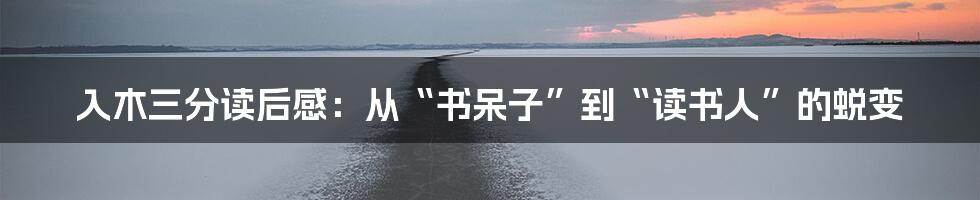 入木三分读后感：从“书呆子”到“读书人”的蜕变