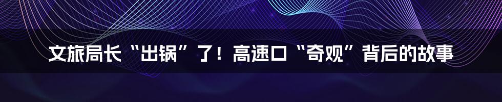 文旅局长“出锅”了！高速口“奇观”背后的故事