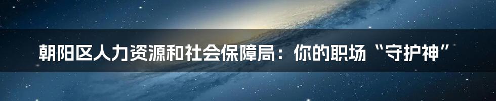 朝阳区人力资源和社会保障局：你的职场“守护神”