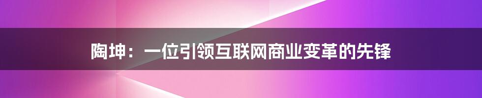 陶坤：一位引领互联网商业变革的先锋