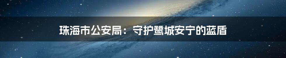 珠海市公安局：守护鹭城安宁的蓝盾