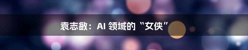 袁志敏：AI 领域的“女侠”