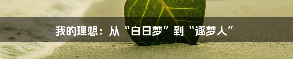 我的理想：从“白日梦”到“逐梦人”