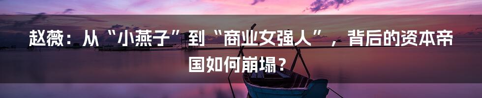 赵薇：从“小燕子”到“商业女强人”，背后的资本帝国如何崩塌？