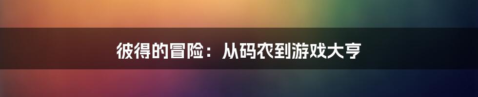 彼得的冒险：从码农到游戏大亨