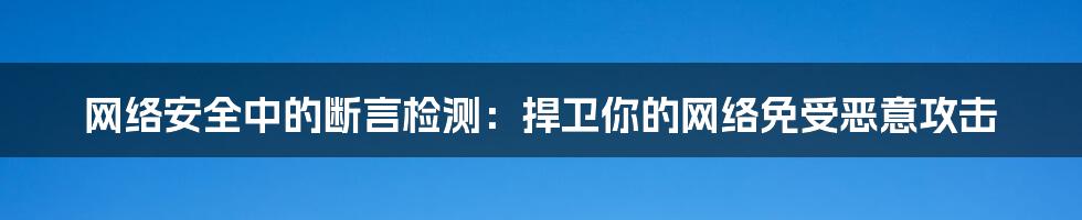 网络安全中的断言检测：捍卫你的网络免受恶意攻击