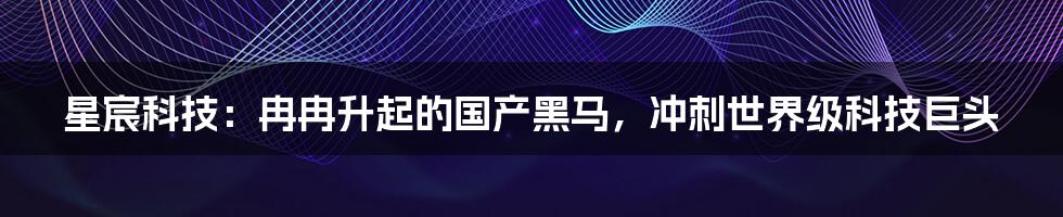 星宸科技：冉冉升起的国产黑马，冲刺世界级科技巨头