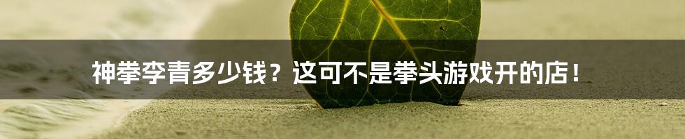 神拳李青多少钱？这可不是拳头游戏开的店！