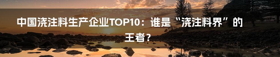 中国浇注料生产企业TOP10：谁是“浇注料界”的王者？