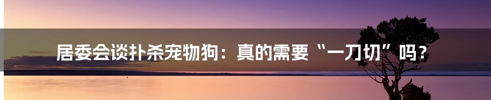 居委会谈扑杀宠物狗：真的需要“一刀切”吗？