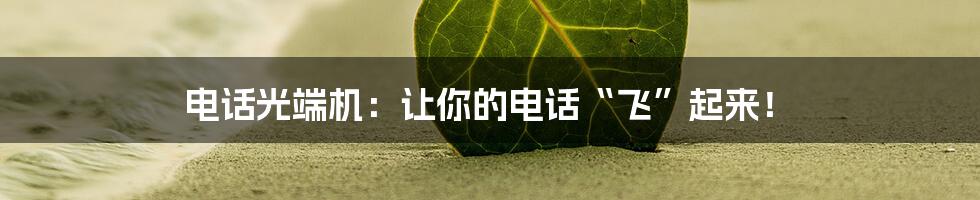 电话光端机：让你的电话“飞”起来！