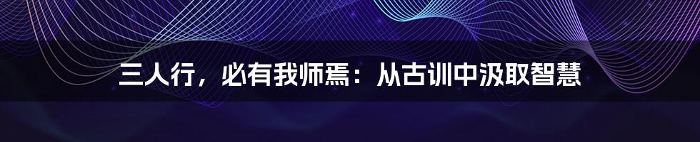 三人行，必有我师焉：从古训中汲取智慧