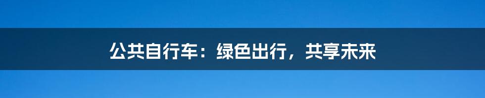 公共自行车：绿色出行，共享未来