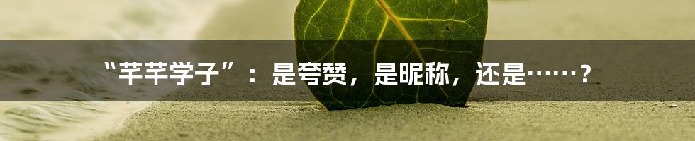 “芊芊学子”：是夸赞，是昵称，还是……？