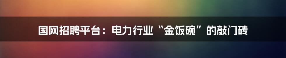 国网招聘平台：电力行业“金饭碗”的敲门砖