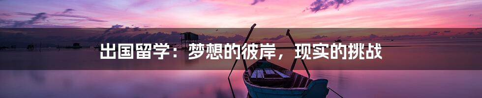 出国留学：梦想的彼岸，现实的挑战