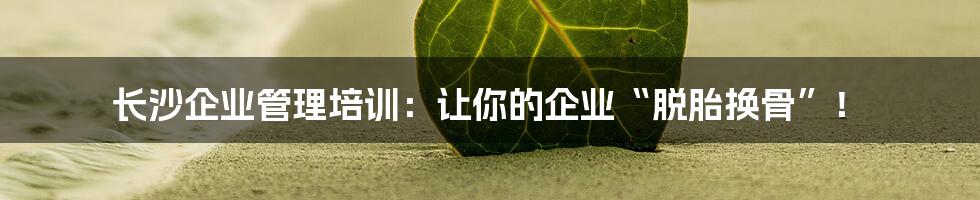 长沙企业管理培训：让你的企业“脱胎换骨”！