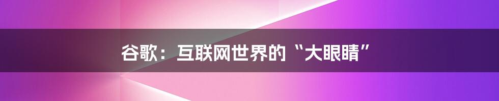 谷歌：互联网世界的“大眼睛”