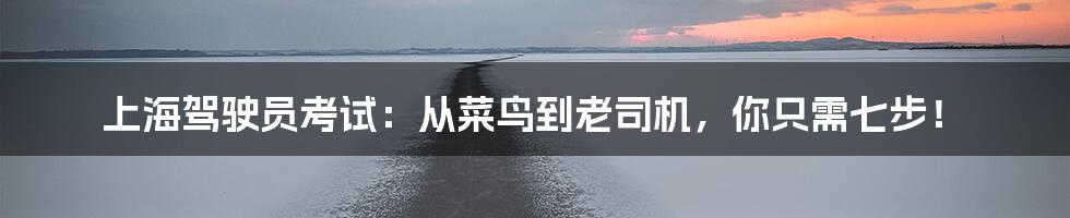 上海驾驶员考试：从菜鸟到老司机，你只需七步！