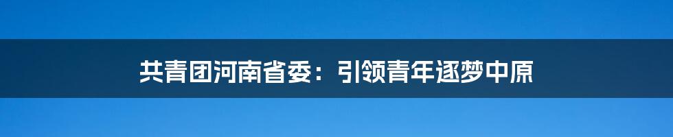 共青团河南省委：引领青年逐梦中原