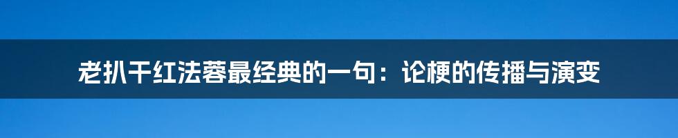 老扒干红法蓉最经典的一句：论梗的传播与演变