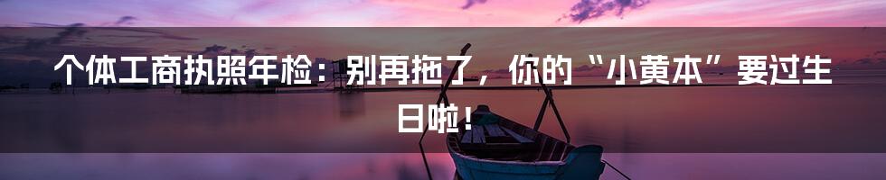 个体工商执照年检：别再拖了，你的“小黄本”要过生日啦！