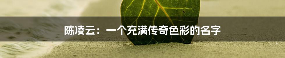 陈凌云：一个充满传奇色彩的名字