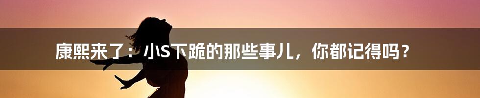 康熙来了：小S下跪的那些事儿，你都记得吗？