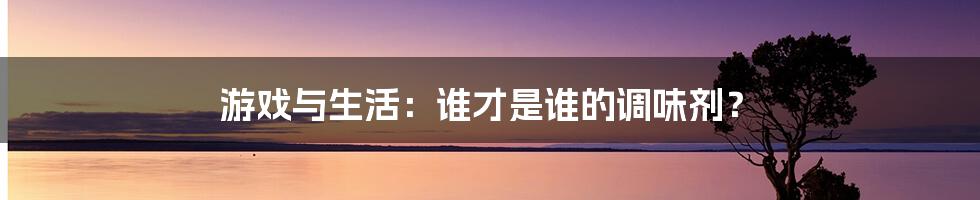 游戏与生活：谁才是谁的调味剂？