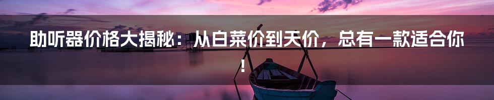 助听器价格大揭秘：从白菜价到天价，总有一款适合你！