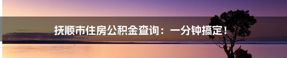 抚顺市住房公积金查询：一分钟搞定！