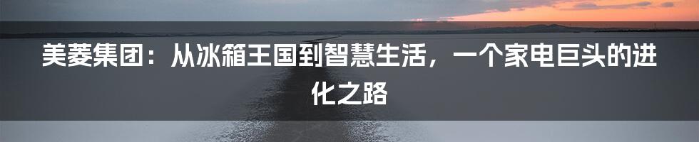 美菱集团：从冰箱王国到智慧生活，一个家电巨头的进化之路