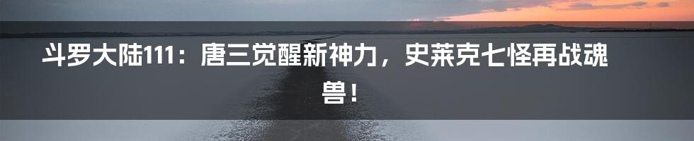 斗罗大陆111：唐三觉醒新神力，史莱克七怪再战魂兽！