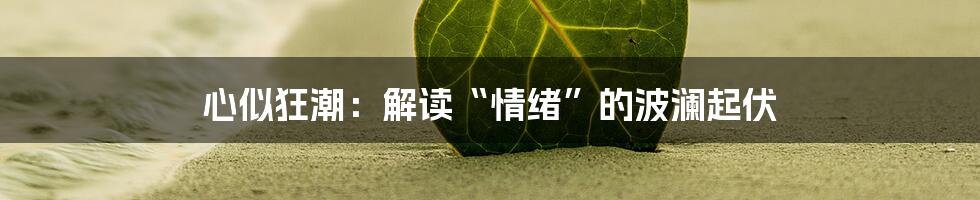 心似狂潮：解读“情绪”的波澜起伏