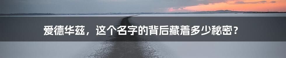 爱德华兹，这个名字的背后藏着多少秘密？