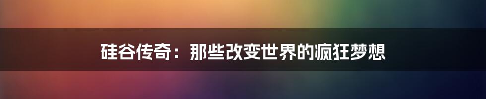 硅谷传奇：那些改变世界的疯狂梦想