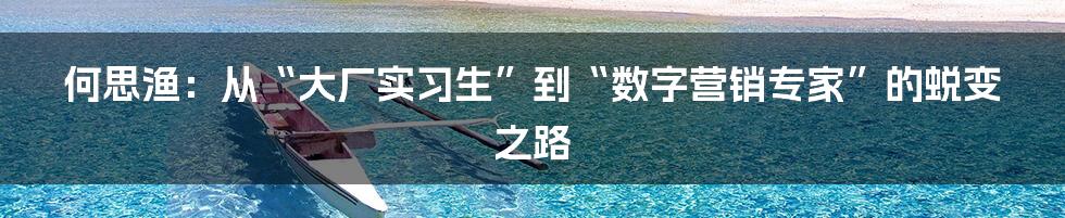 何思渔：从“大厂实习生”到“数字营销专家”的蜕变之路