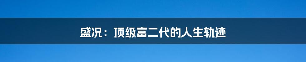 盛况：顶级富二代的人生轨迹