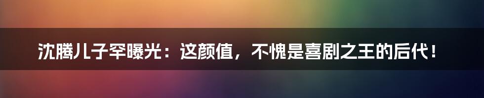 沈腾儿子罕曝光：这颜值，不愧是喜剧之王的后代！