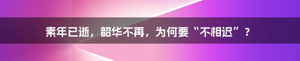 素年已逝，韶华不再，为何要“不相迟”？