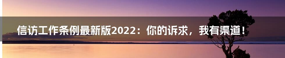 信访工作条例最新版2022：你的诉求，我有渠道！