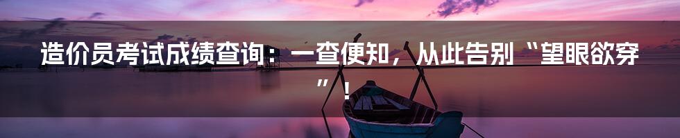 造价员考试成绩查询：一查便知，从此告别“望眼欲穿”！