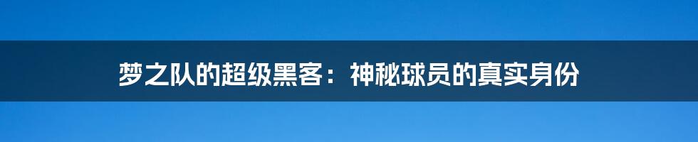 梦之队的超级黑客：神秘球员的真实身份